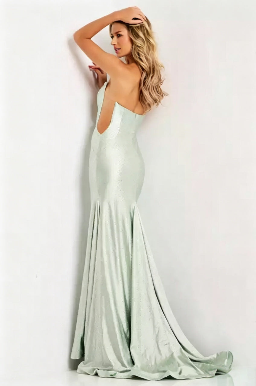 Strapless Plunging Neckline Beaded Mermaid Floor-Length Evening Dresses