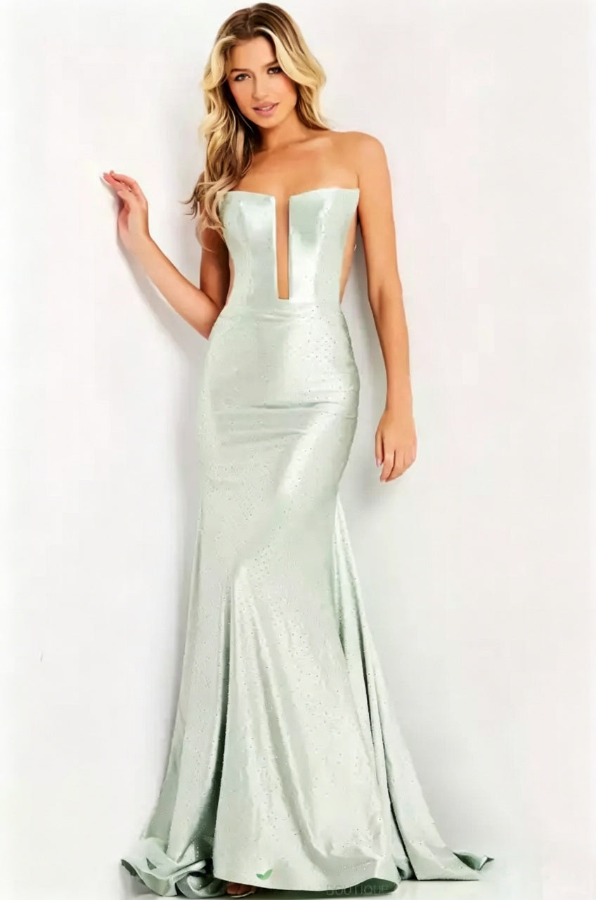 Strapless Plunging Neckline Beaded Mermaid Floor-Length Evening Dresses