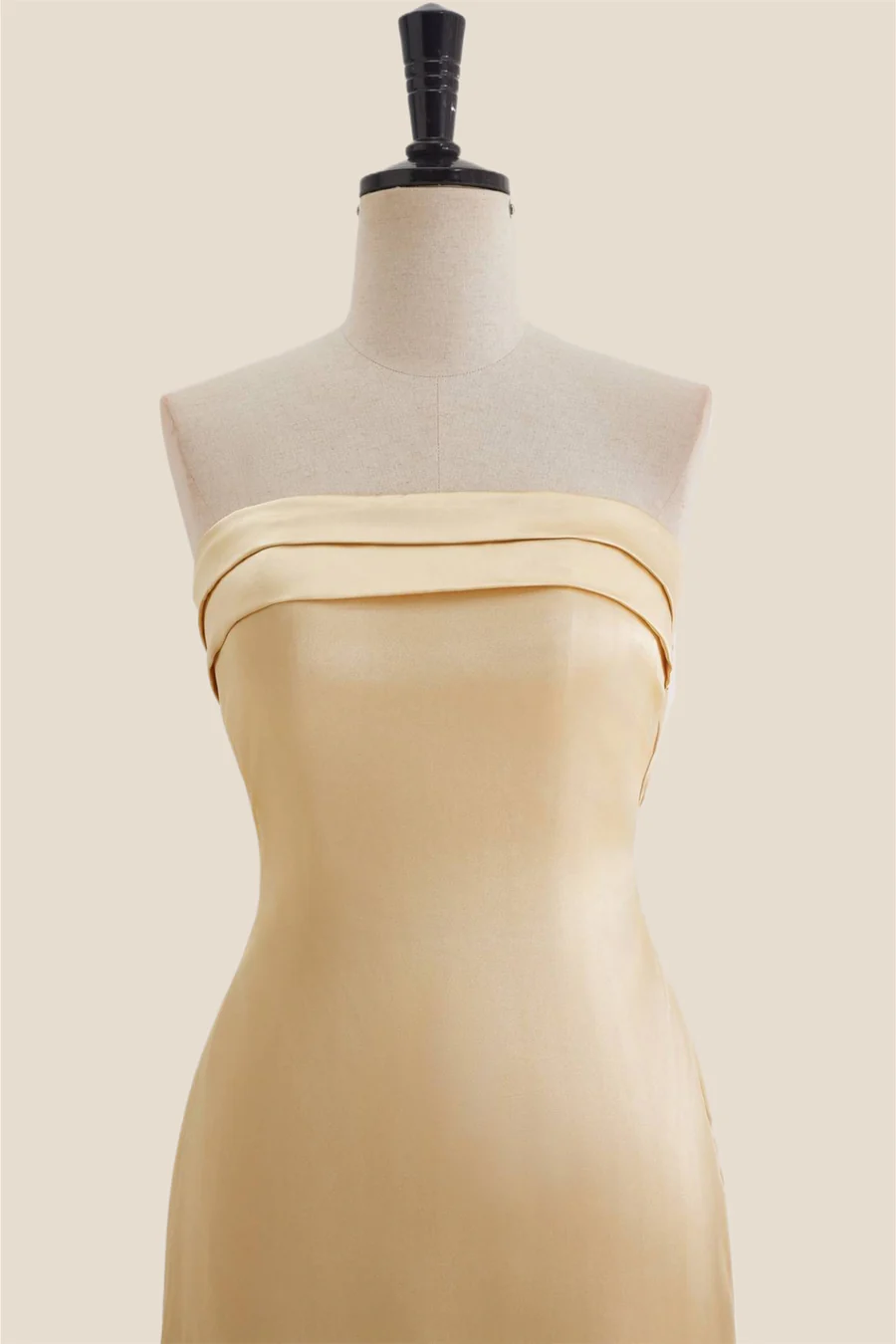 Strapless Satin Midi Asymmetric Bow-Back Bridesmaid Dress