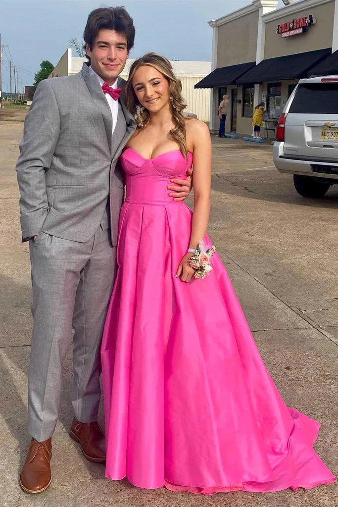 Strapless Sweetheart Corset Bodice A-Line Floor Length Formal Prom Dress