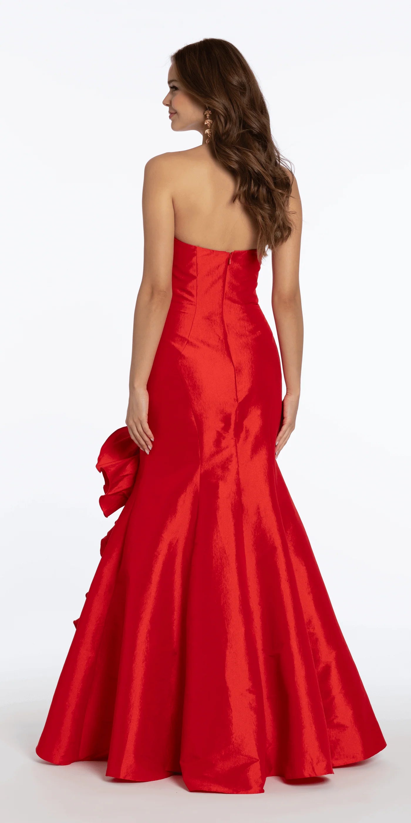 Strapless Sweetheart Neck Satin Mermaid Evening Dresses with Oversized 3D Floral Ruffle Detail