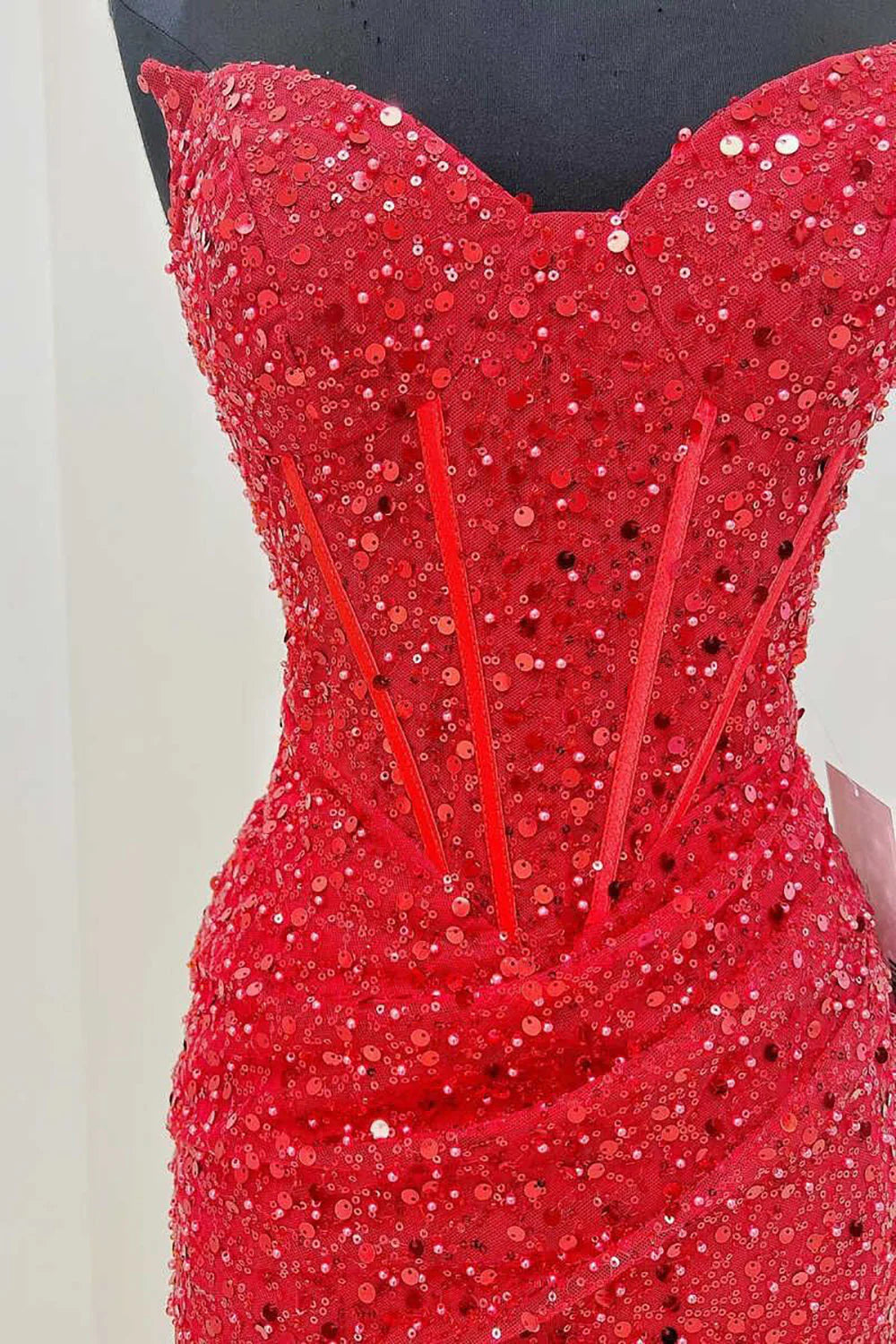 Strapless Red Sequin Bodycon Short Full Of Charm Homecoming Dresses