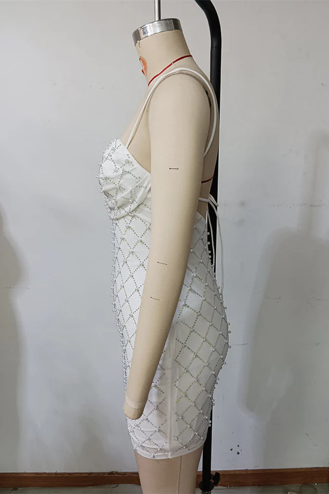 Straps White Beading Open Back Short Unique Design Full Of Charm Homecoming Dresses