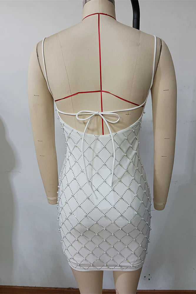 Straps White Beading Open Back Short Unique Design Full Of Charm Homecoming Dresses