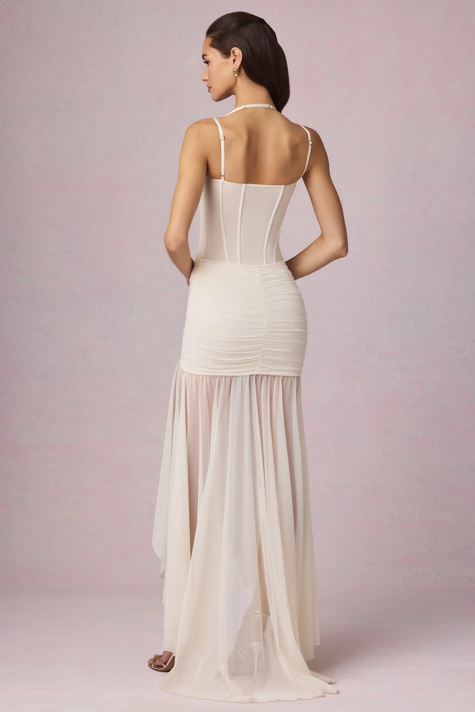 Stunning Chiffon Sheath Sweetheart Spaghetti Strap Open Back High-Low Asymmetrical Evening Dresses