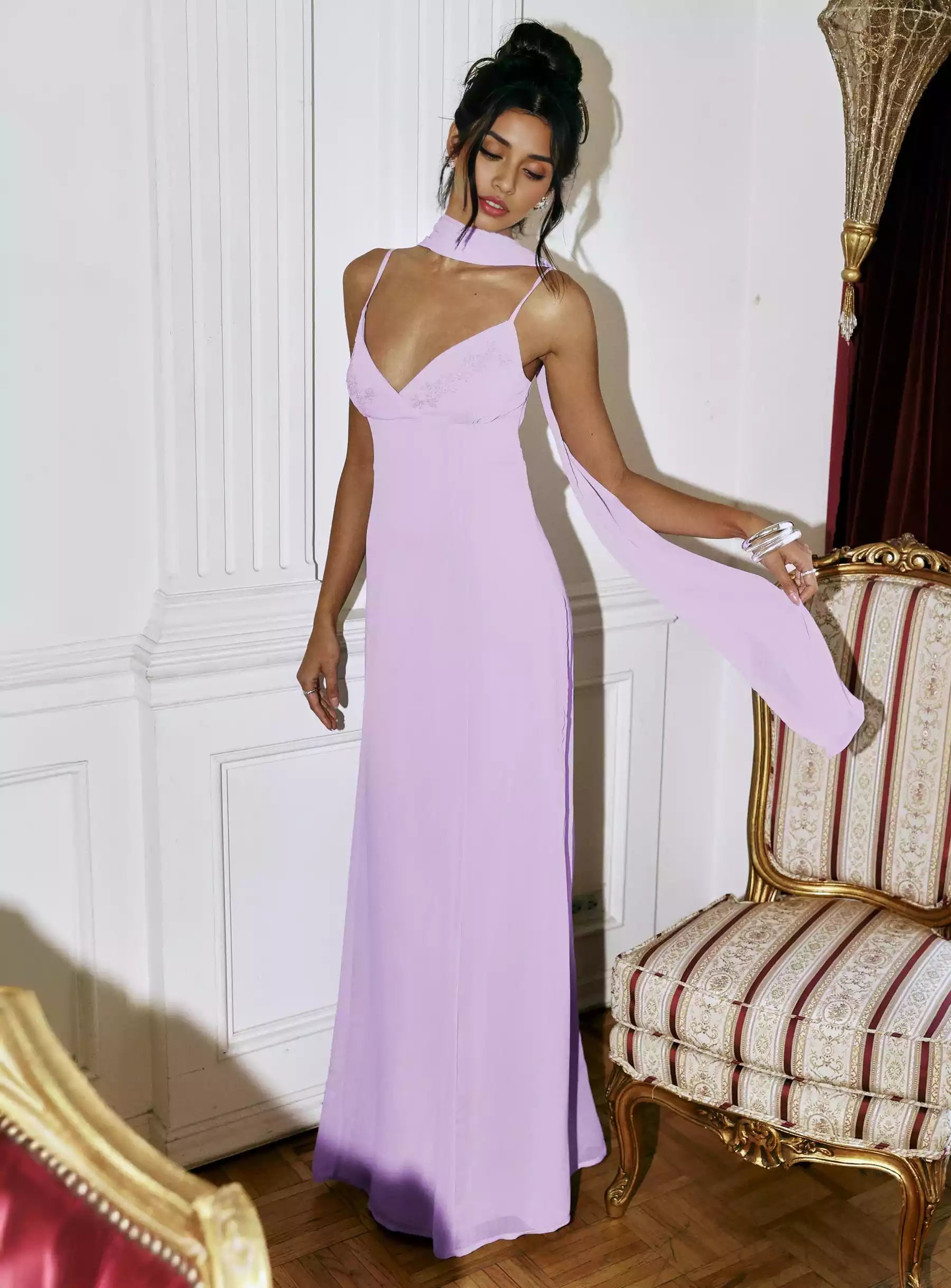 Stunning backless beaded V-neck adjustable shoulder straps with double straps, hidden zipper at the back, fully lined Prom Dresses