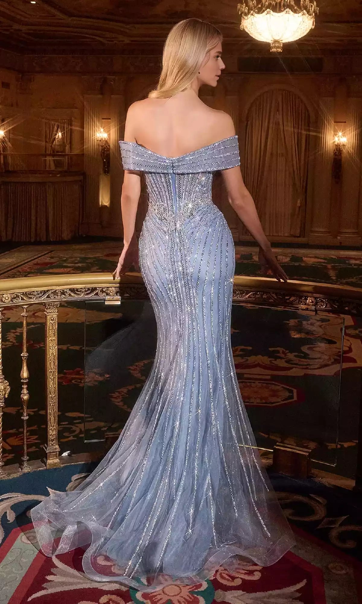 Stunning beaded off shoulder long fish tail chicken heart neckline see through tight corset embellished with Prom Dresses