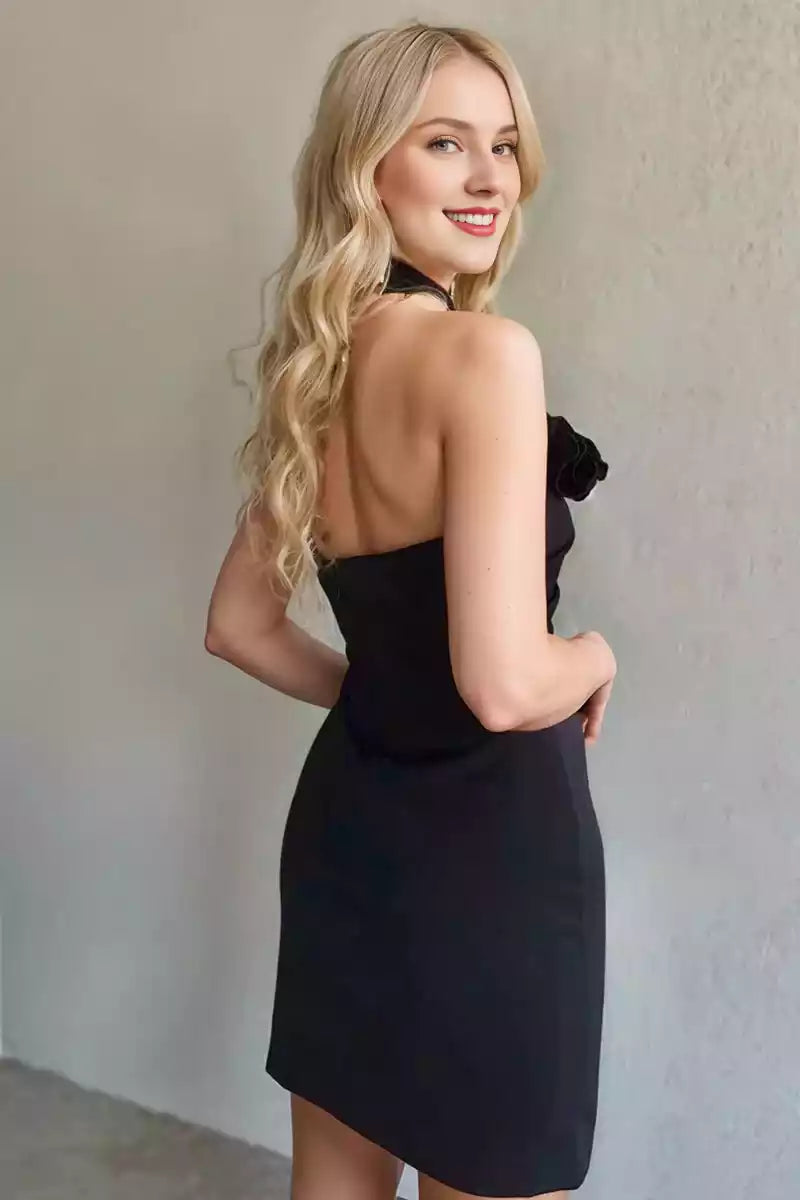 Stunning tight spandex short mini halter neckline sleeveless Homecoming Dresses