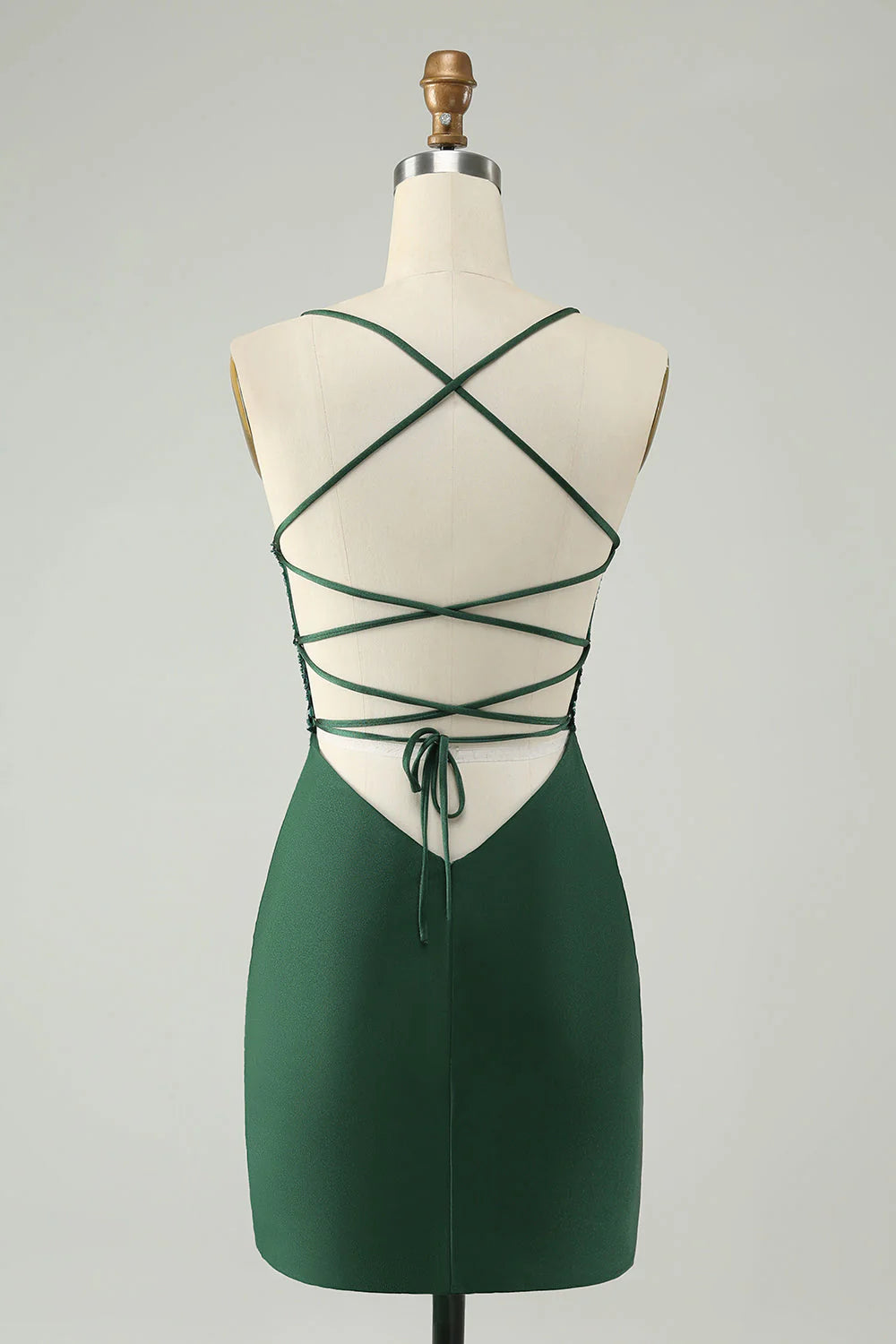 Stylish Dark Green Bodycon V Neck Short Homecoming Dress with Beading