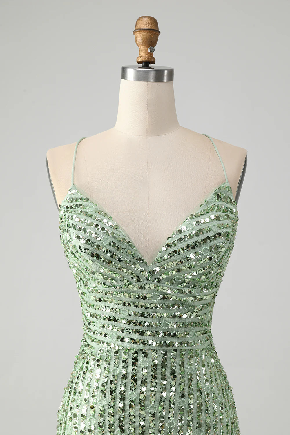 Stylish Green Sheath Criss Cross Back Short Homecoming Dress with Sequins