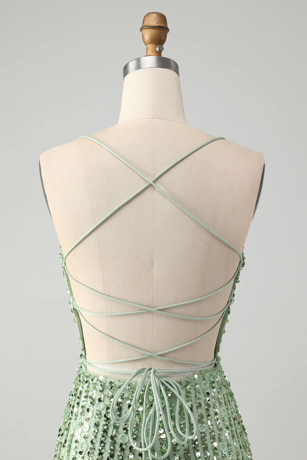 Stylish Green Sheath Criss Cross Back Short Homecoming Dress with Sequins