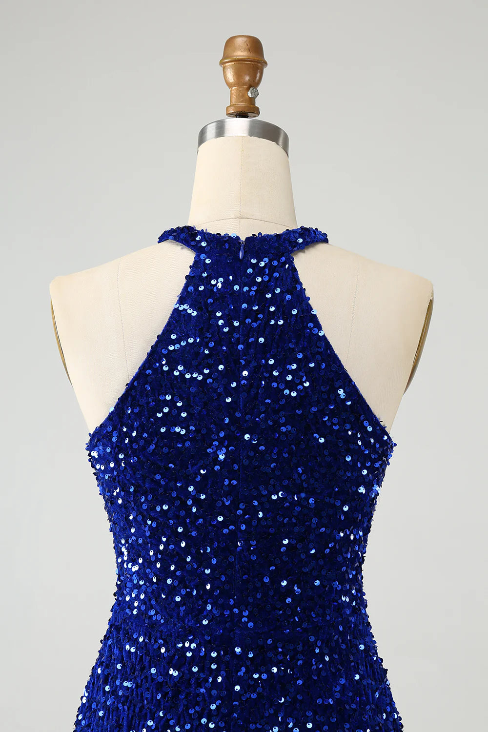 Stylish Sparkly Royal Blue Tight Lace Up Back Sequin Homecoming Dress with Beading