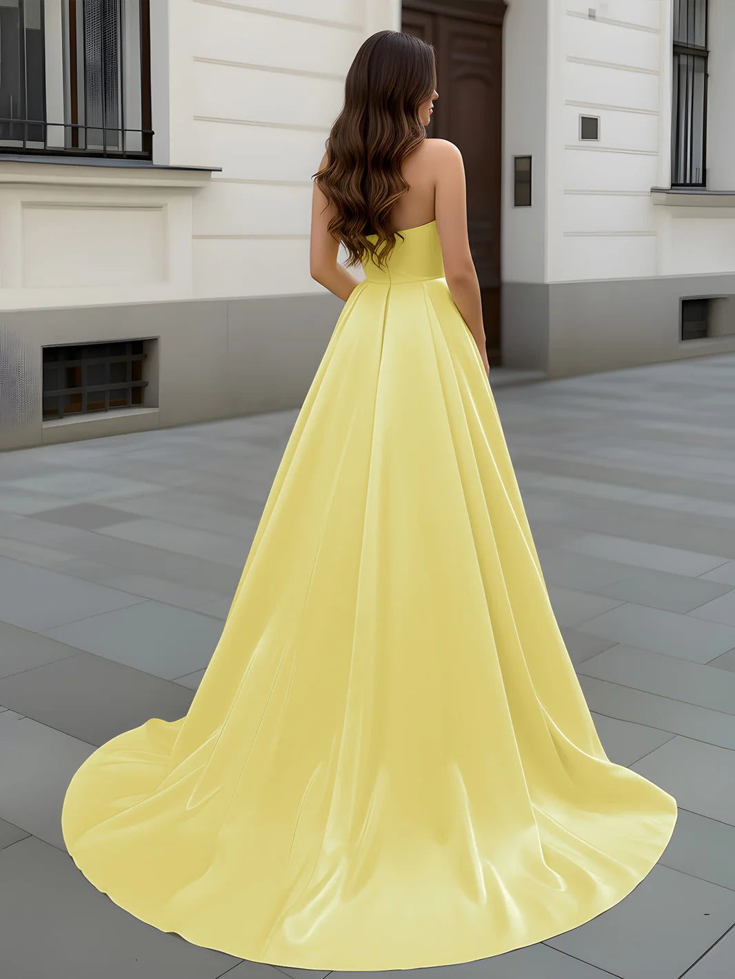 Sunny A-Line Strapless Sweetheart Closed Back Floor-Length Evening Dresses