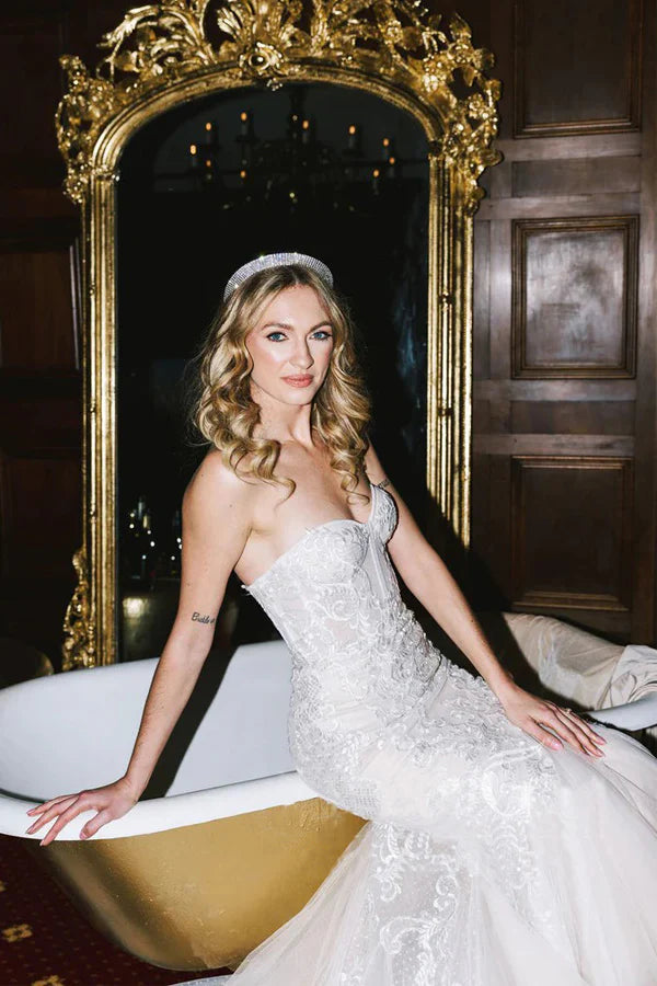 Sweetheart Neck Polka Dots Tulle Princess Wedding Dress