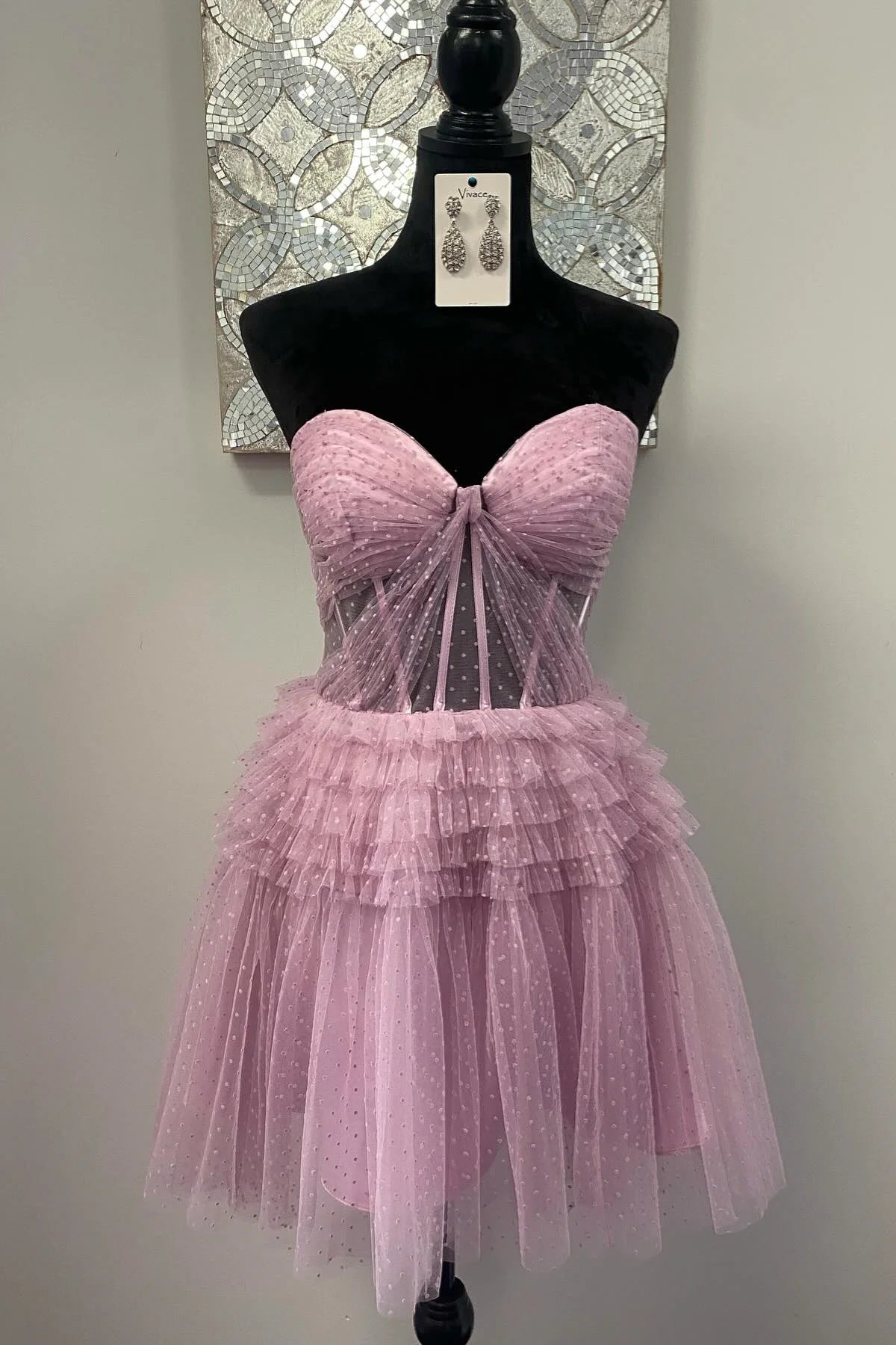 Sweetheart Pink Tiered Short Full Of Charm Homecoming Dresses