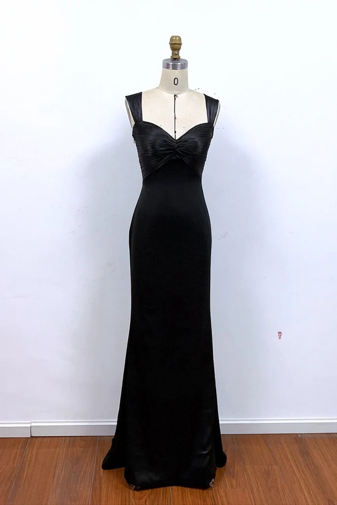 Sweetheart Ruched Bodice Crisscross Back Satin Mermaid Floor Length Formal Prom Dress