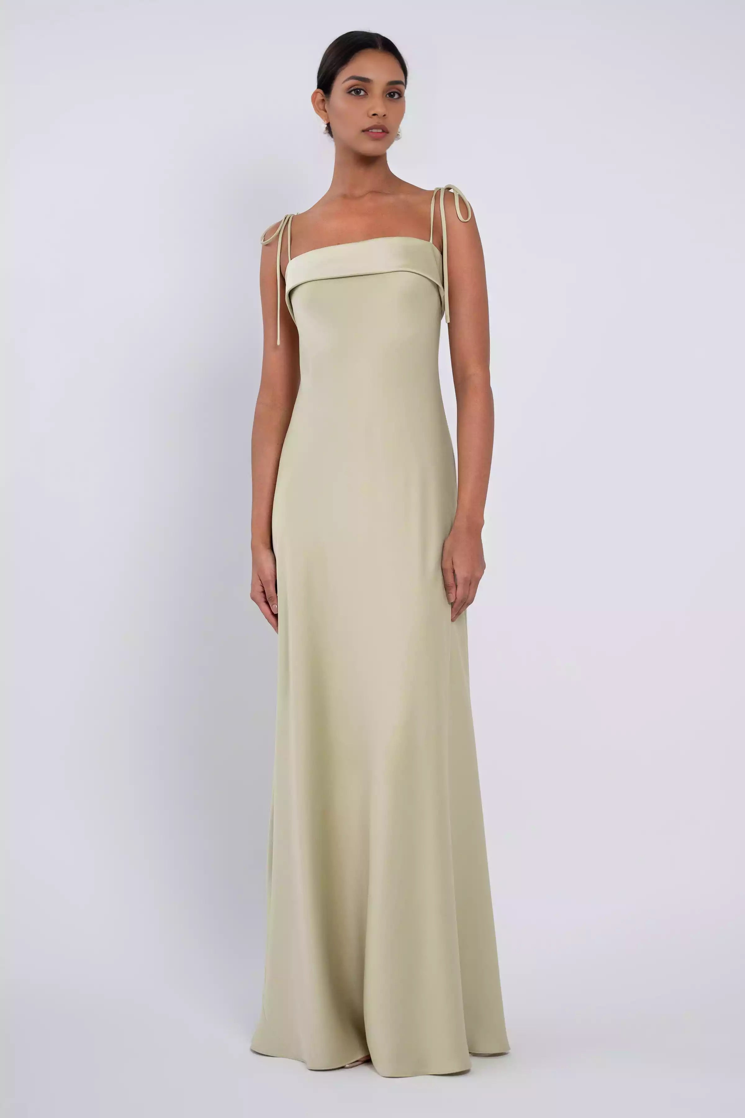 Sweet shoulder straps with diagonal cut luxury satin fine shoulder straps, straight neckline, back middle zipper, Bridesmaid Dresses