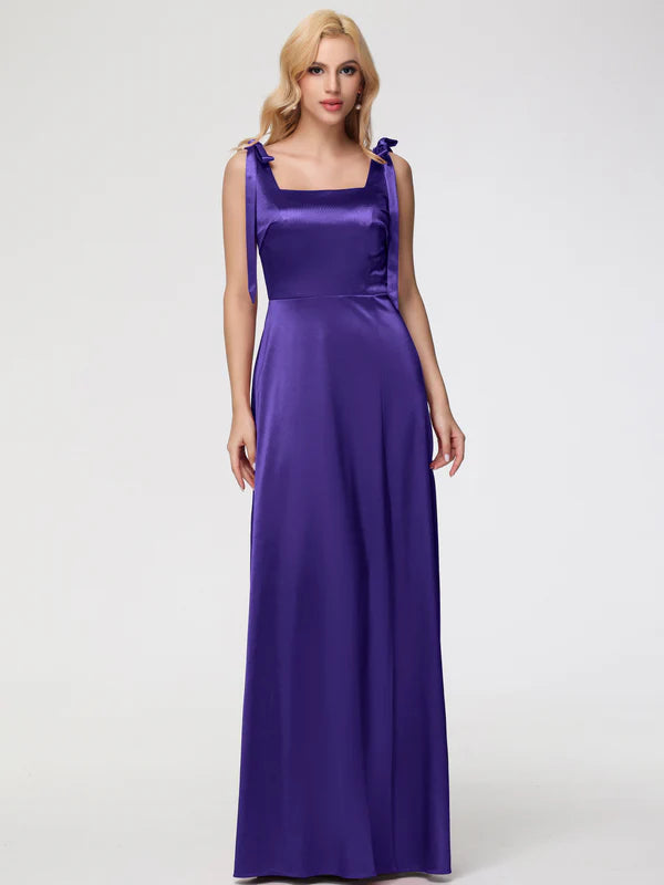 Mermaid Square Neckline Straps Sleeveless Stretch Satin Party Dresses