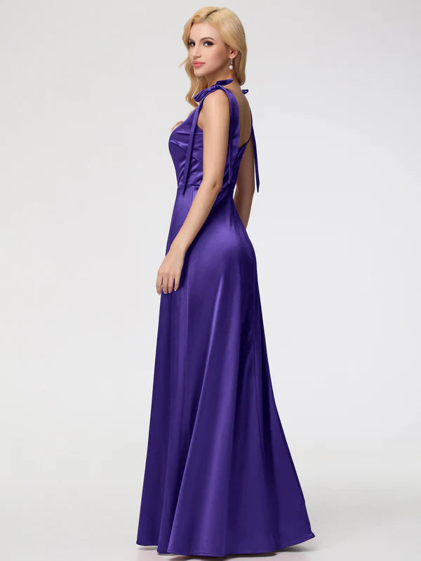 Mermaid Square Neckline Straps Sleeveless Stretch Satin Party Dresses