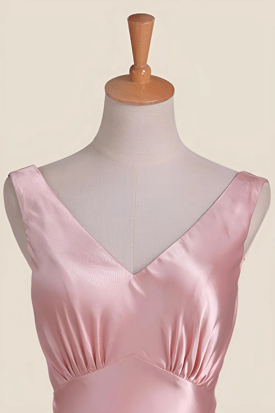 V-Neck Satin Sleeveless Bow-Back Mermaid Floor-Length Bridesmaid Dress
