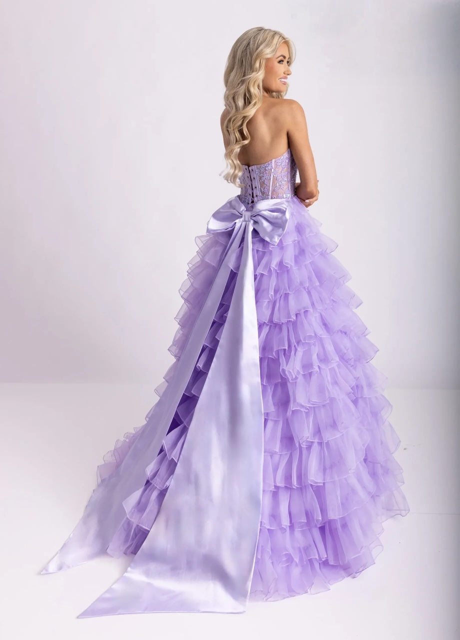 Tiered tulle ballgown halter-neck sleeveless corset tie-back floor-length evening dresses