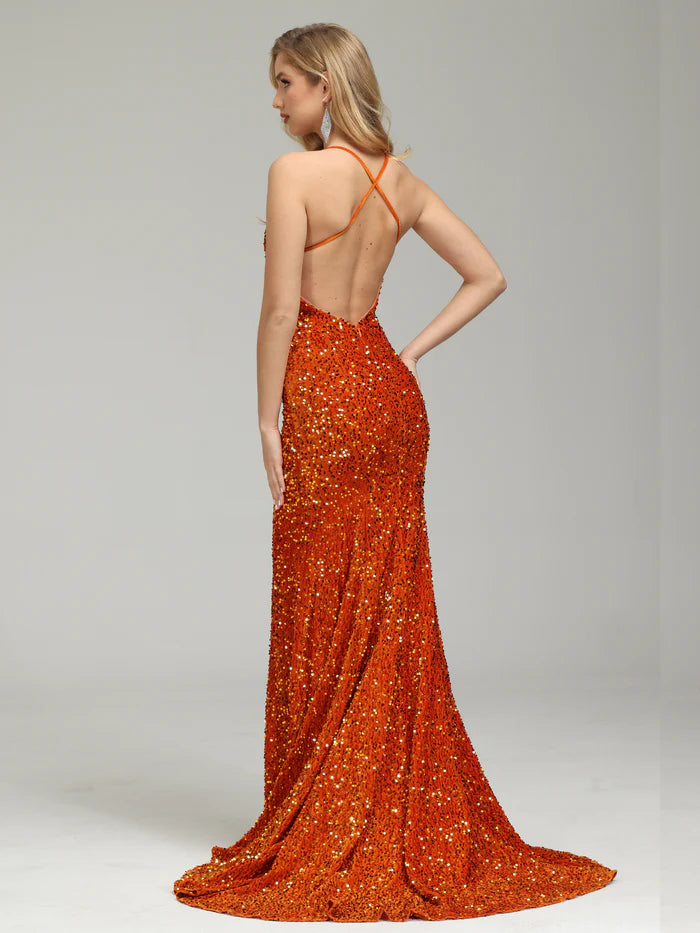 Trumpt Backless Sequin  Unique Design Full Of Charm Prom Dress