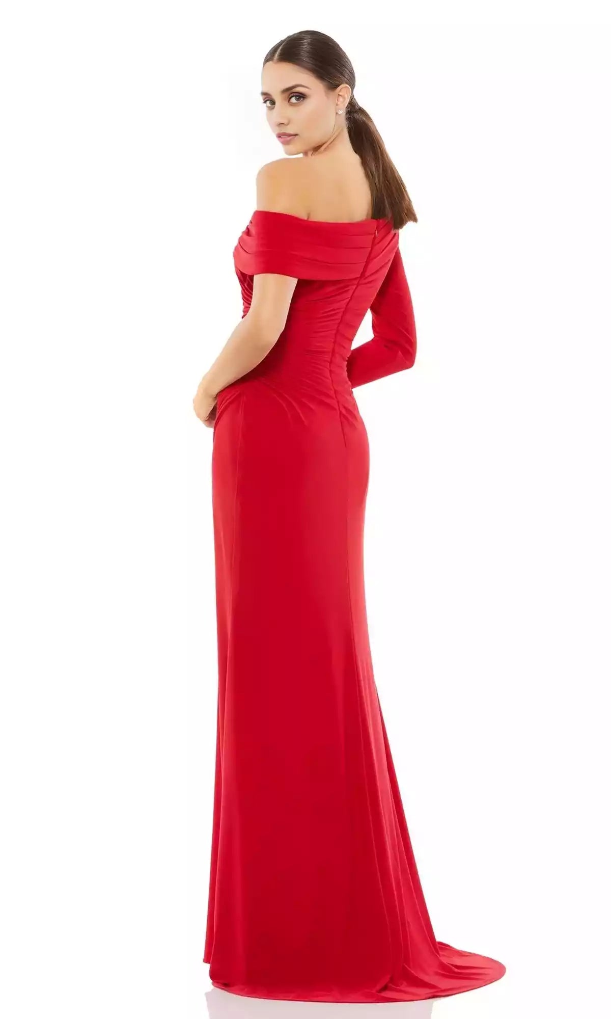 Unique and beautiful faux wrap asymmetrical neckline with pleated side slits, elegant and chic Prom Dresses