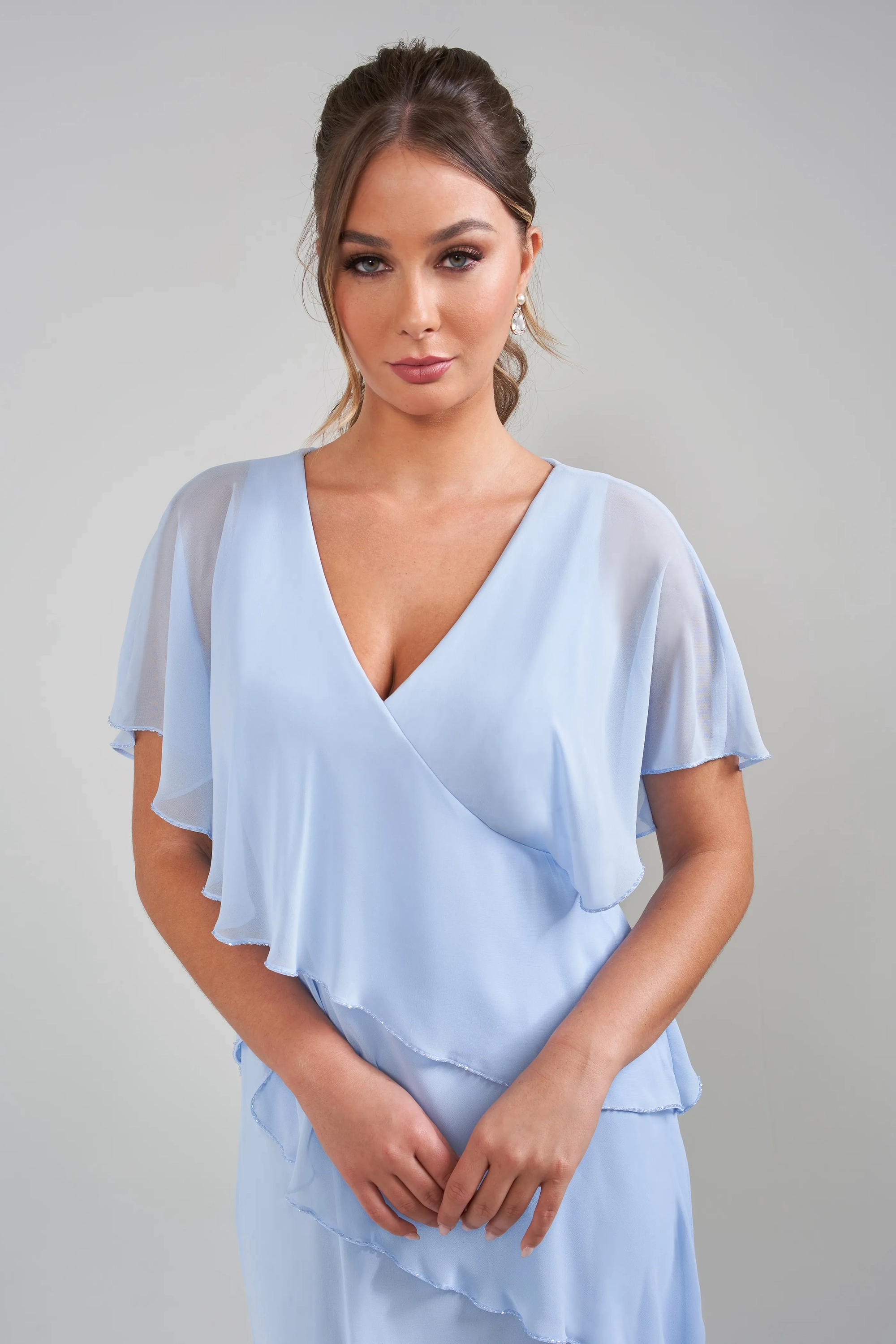 V-Neck Asymmetrical Ruffle Chiffon Floor-Length Mother of the Bride Dresses
