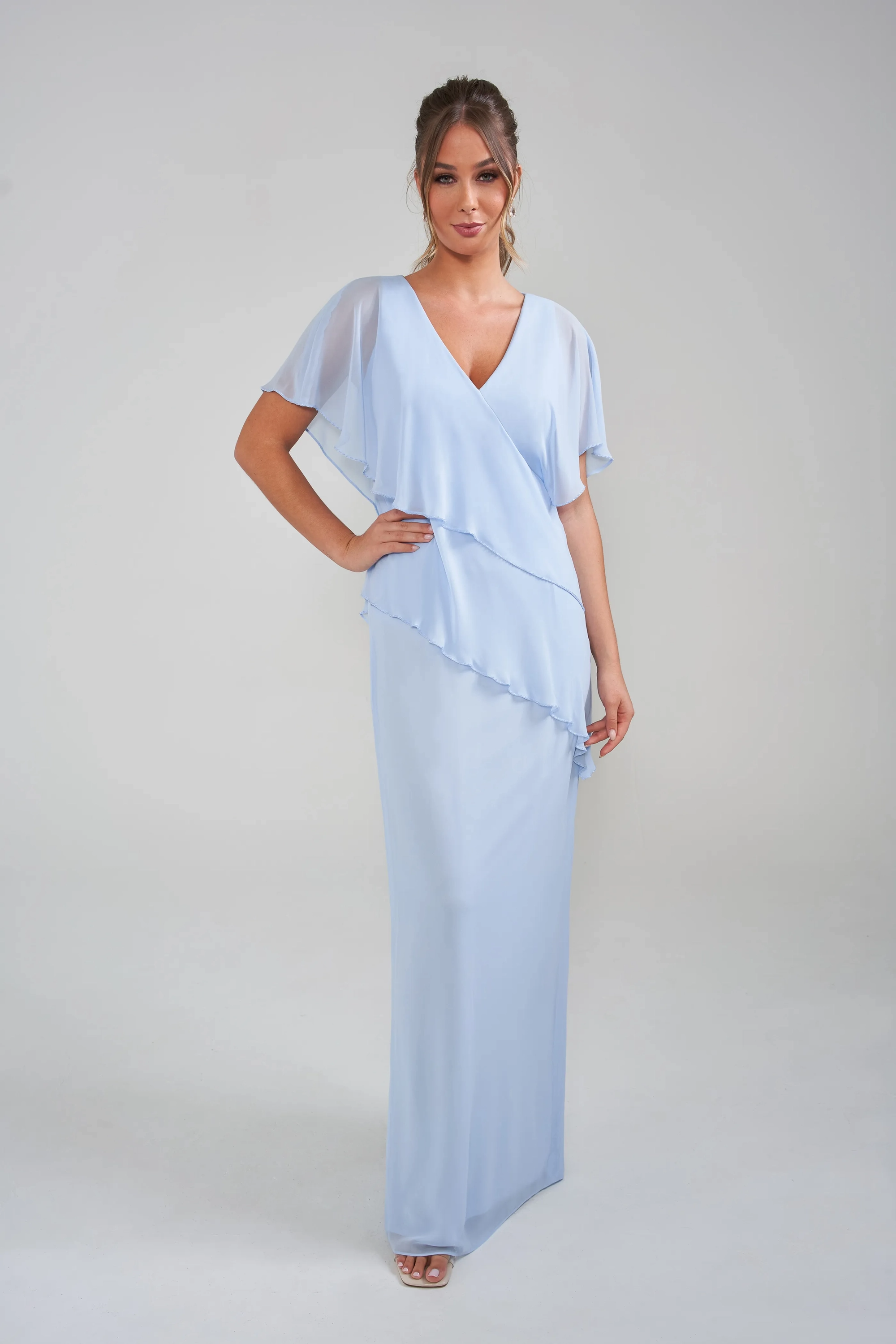 V-Neck Asymmetrical Ruffle Chiffon Floor-Length Mother of the Bride Dresses