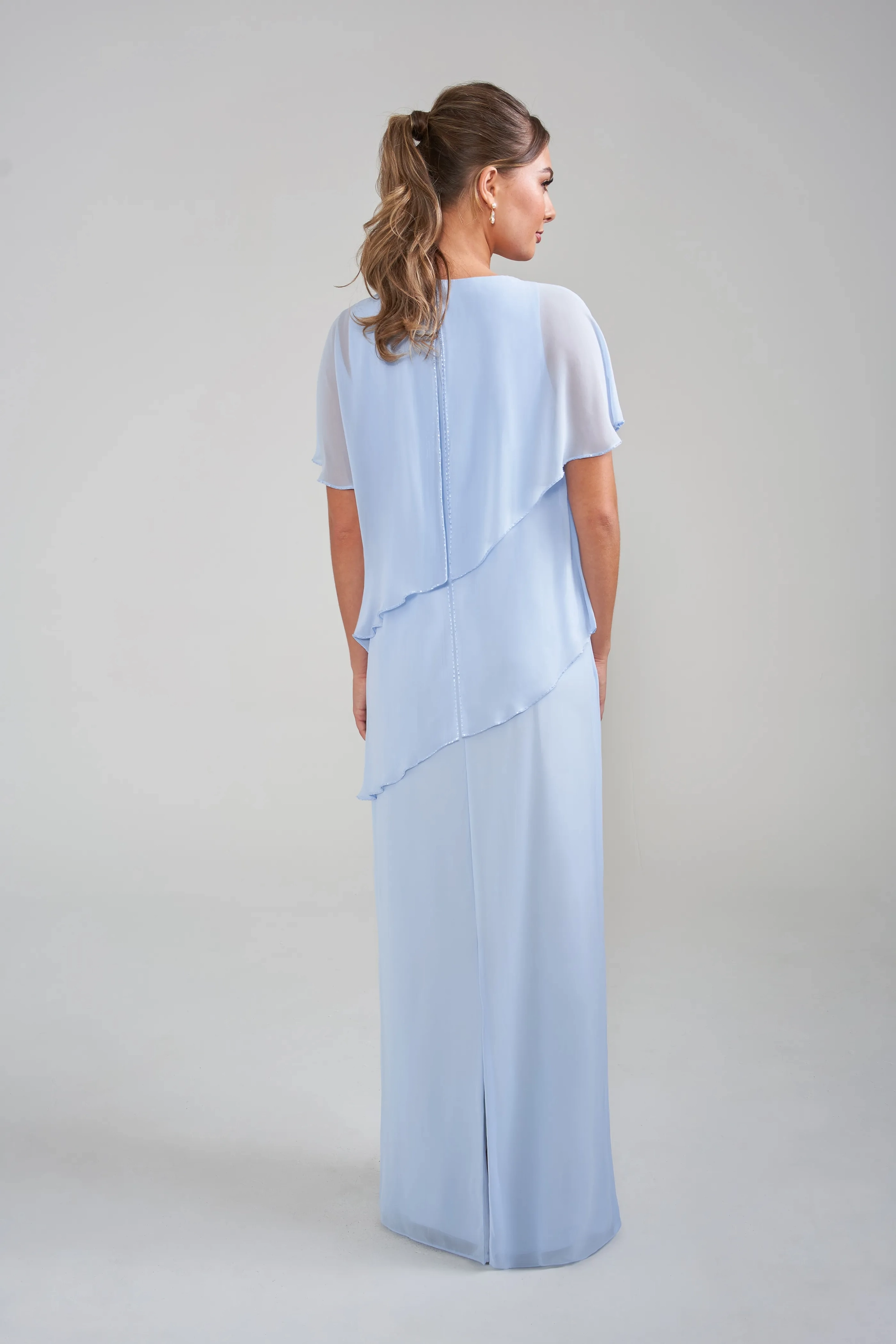 V-Neck Asymmetrical Ruffle Chiffon Floor-Length Mother of the Bride Dresses