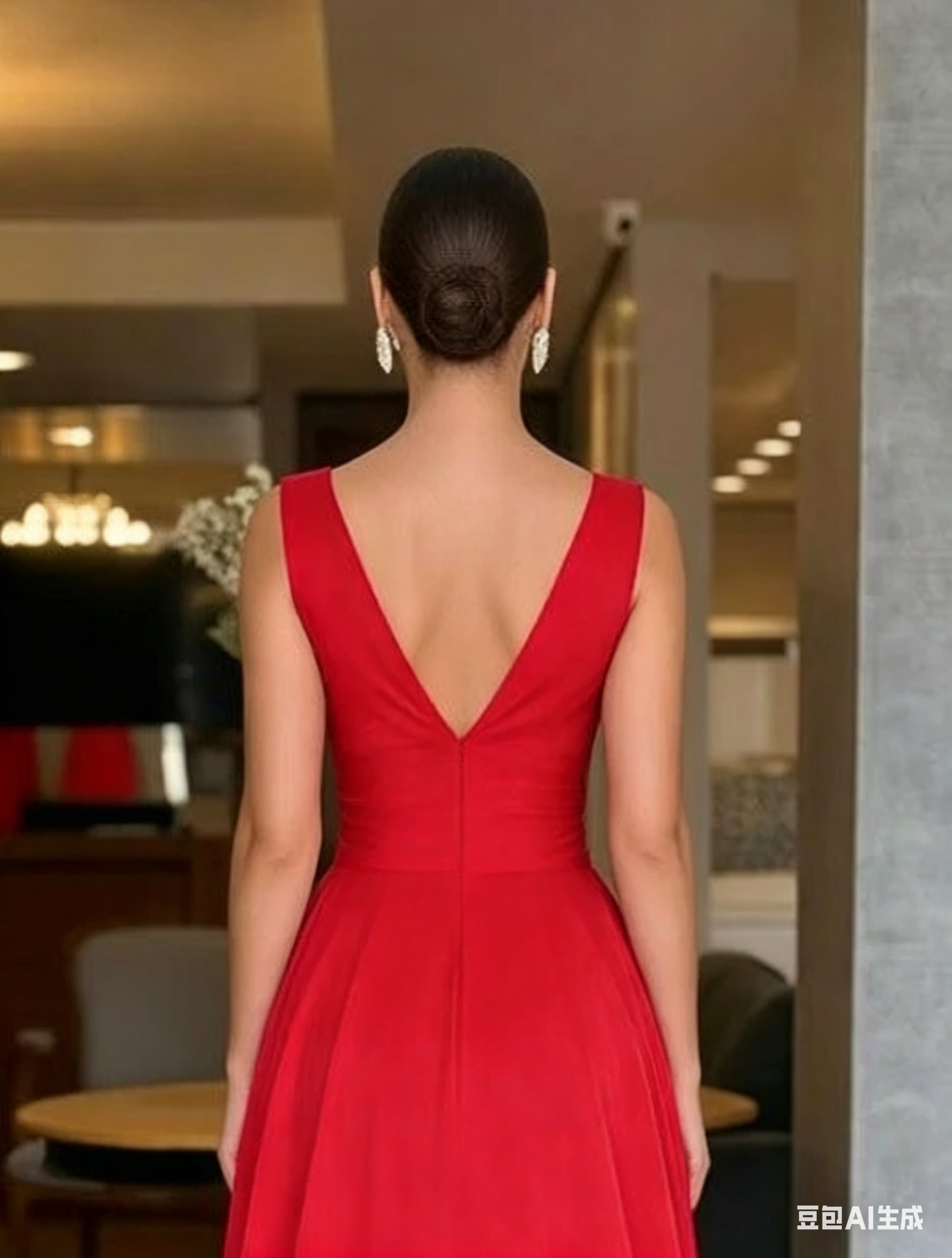 Vibrant A-Line V-Neck Sleeveless Deep V Back Floor Length Satin Evening Dress