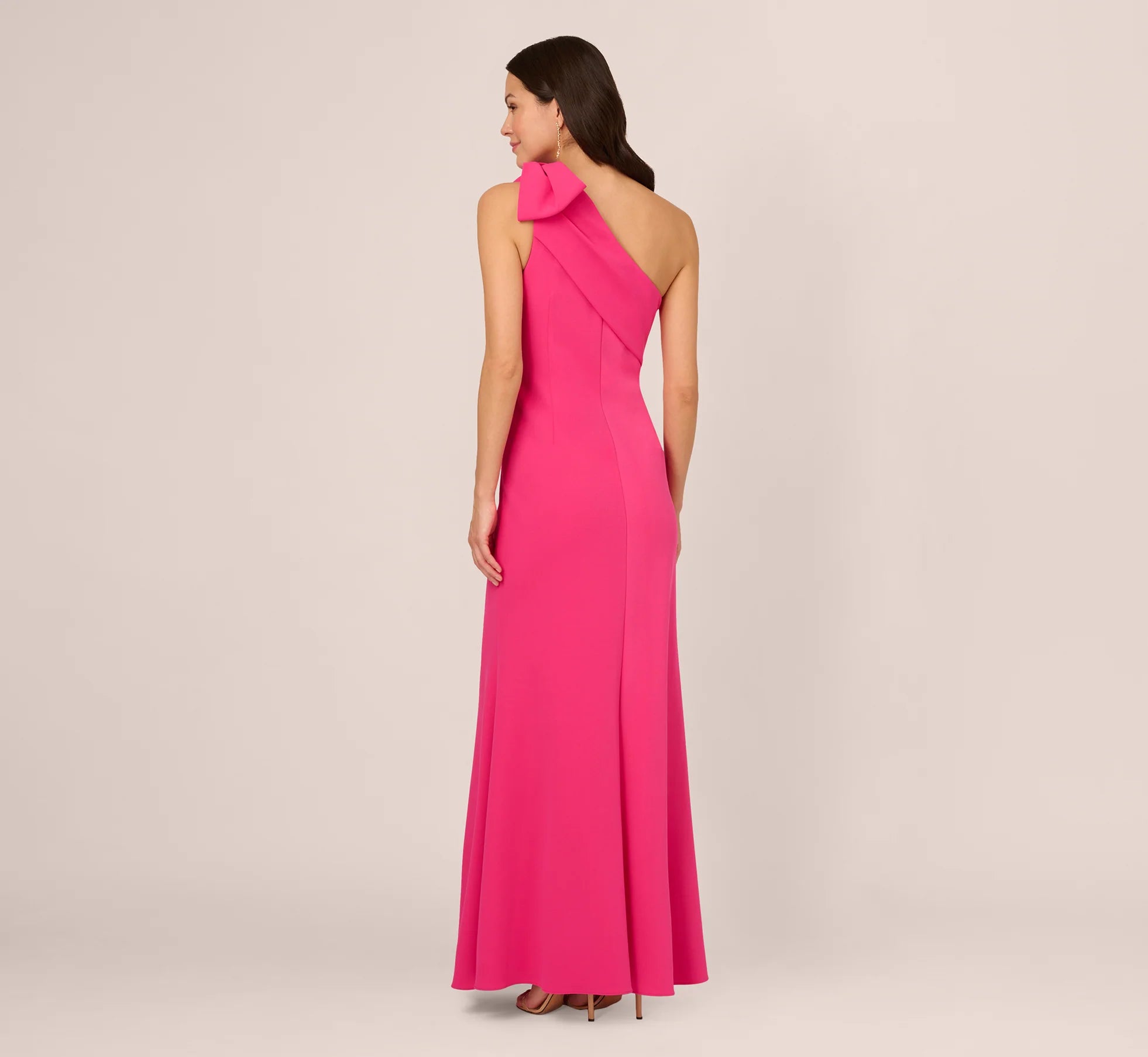 Vibrant Mermaid One-Shoulder Sleeveless Zipper-Back Floor-Length Bow Evening Dress