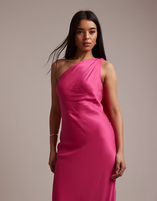 Vibrant Mermaid One Shoulder Sleeveless Open Back Floor Length Bridesmaid Dress with Drape Detail