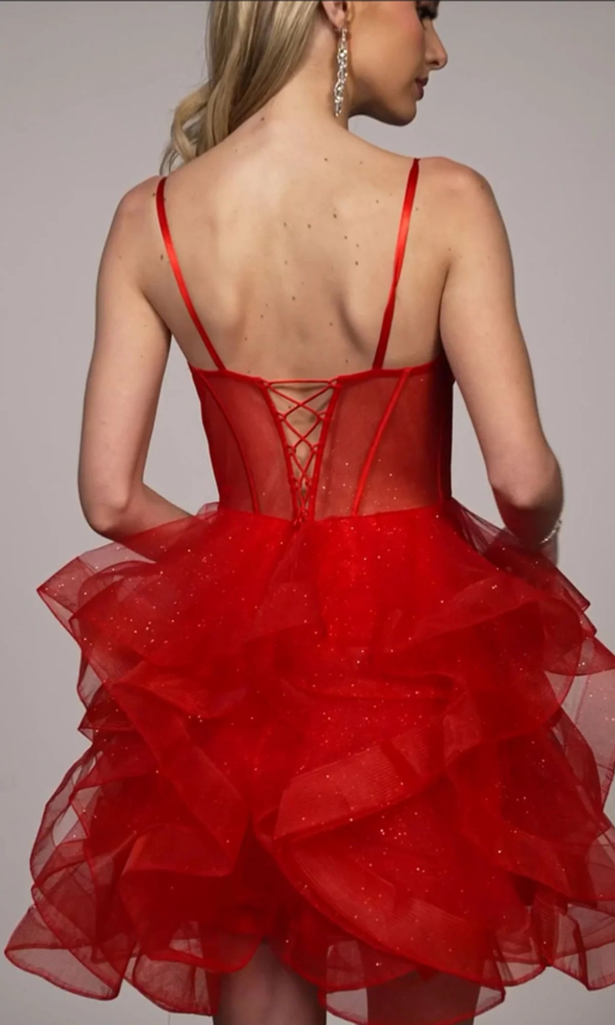 Vibrant A-Line Sweetheart Sleeveless Lace-Up Back Short Ruffled Tulle Homecoming Dresses