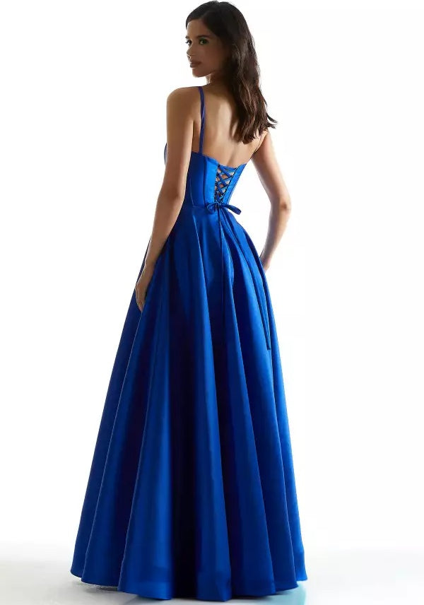 Voluminous A-line square-neck corset lace-up back floor-length evening dress