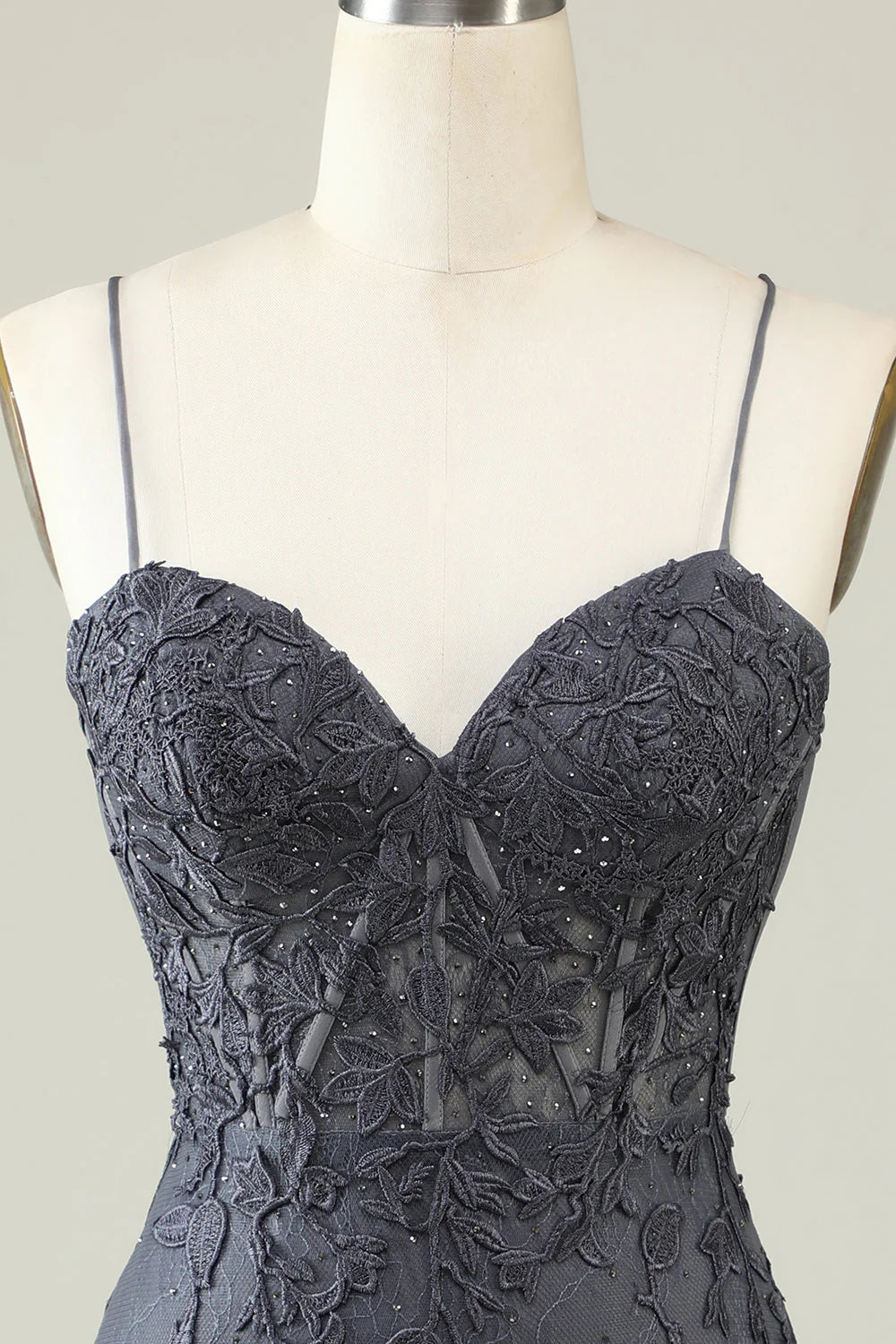 Spaghetti Straps Grey Bodycon Full Of Charm Homecoming Dress