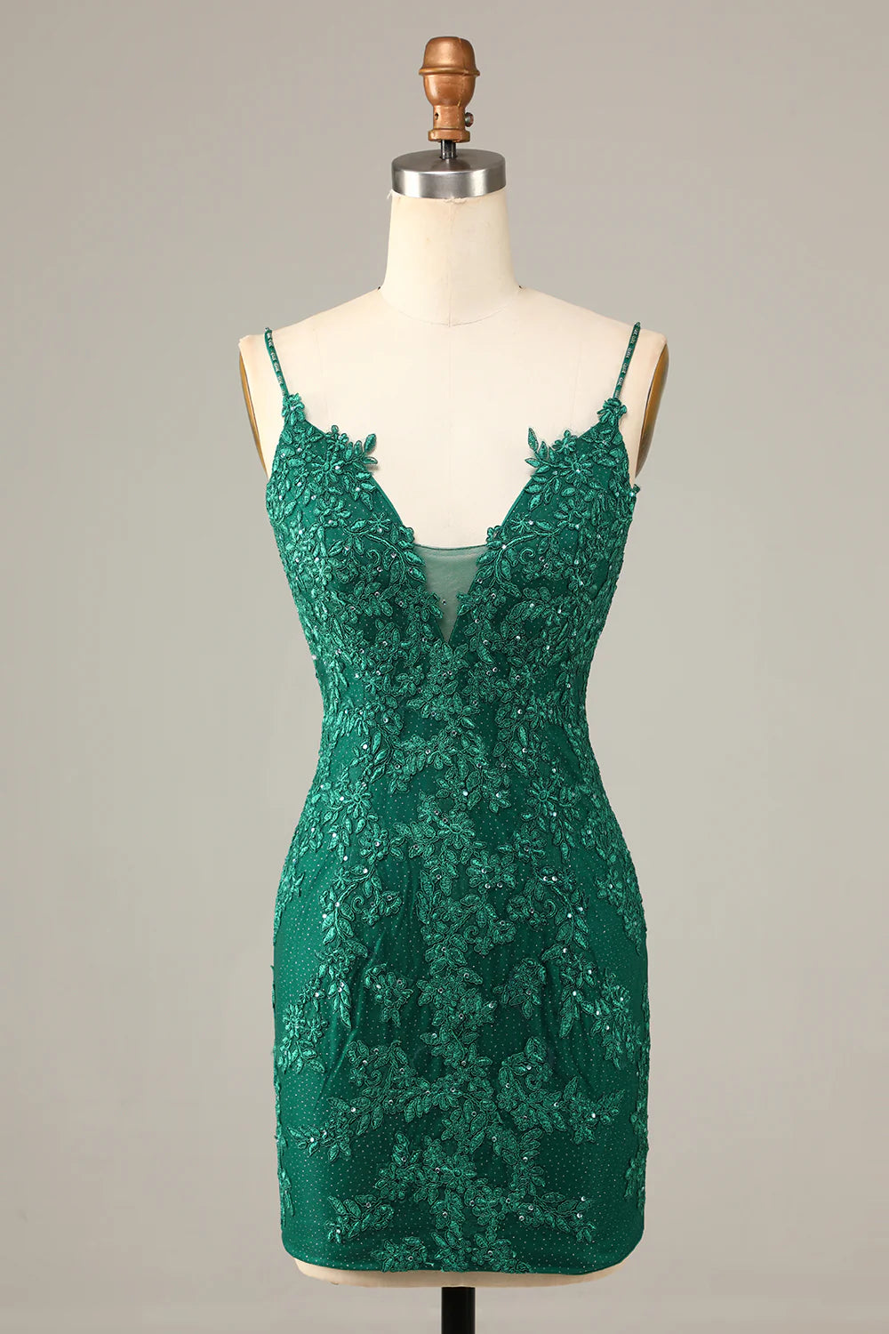 Sheath Spaghetti Straps Dark Green Short Full Of Charm Homecoing Dress