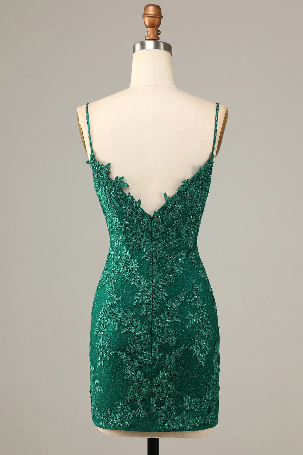 Sheath Spaghetti Straps Dark Green Short Full Of Charm Homecoing Dress