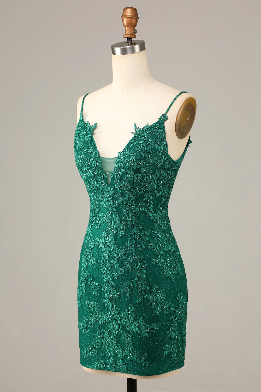 Sheath Spaghetti Straps Dark Green Short Full Of Charm Homecoing Dress