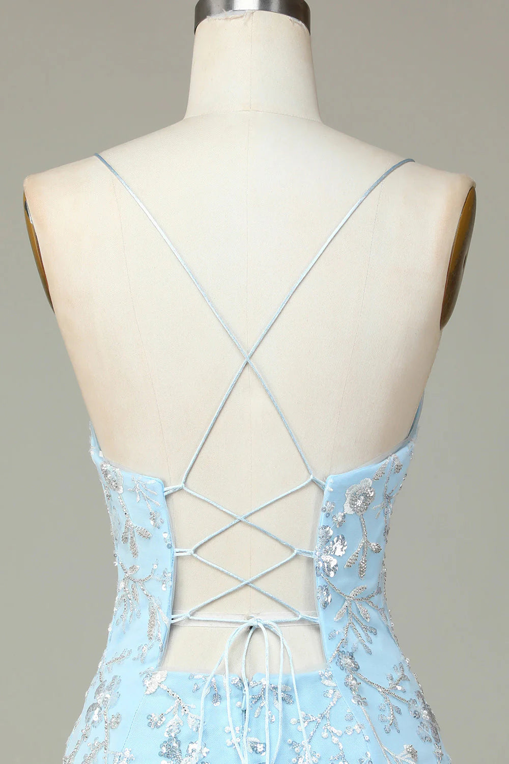 Sparkly Blue Sequins Beaded Flowers Tight Short Full Of Charm Homecoing Dress