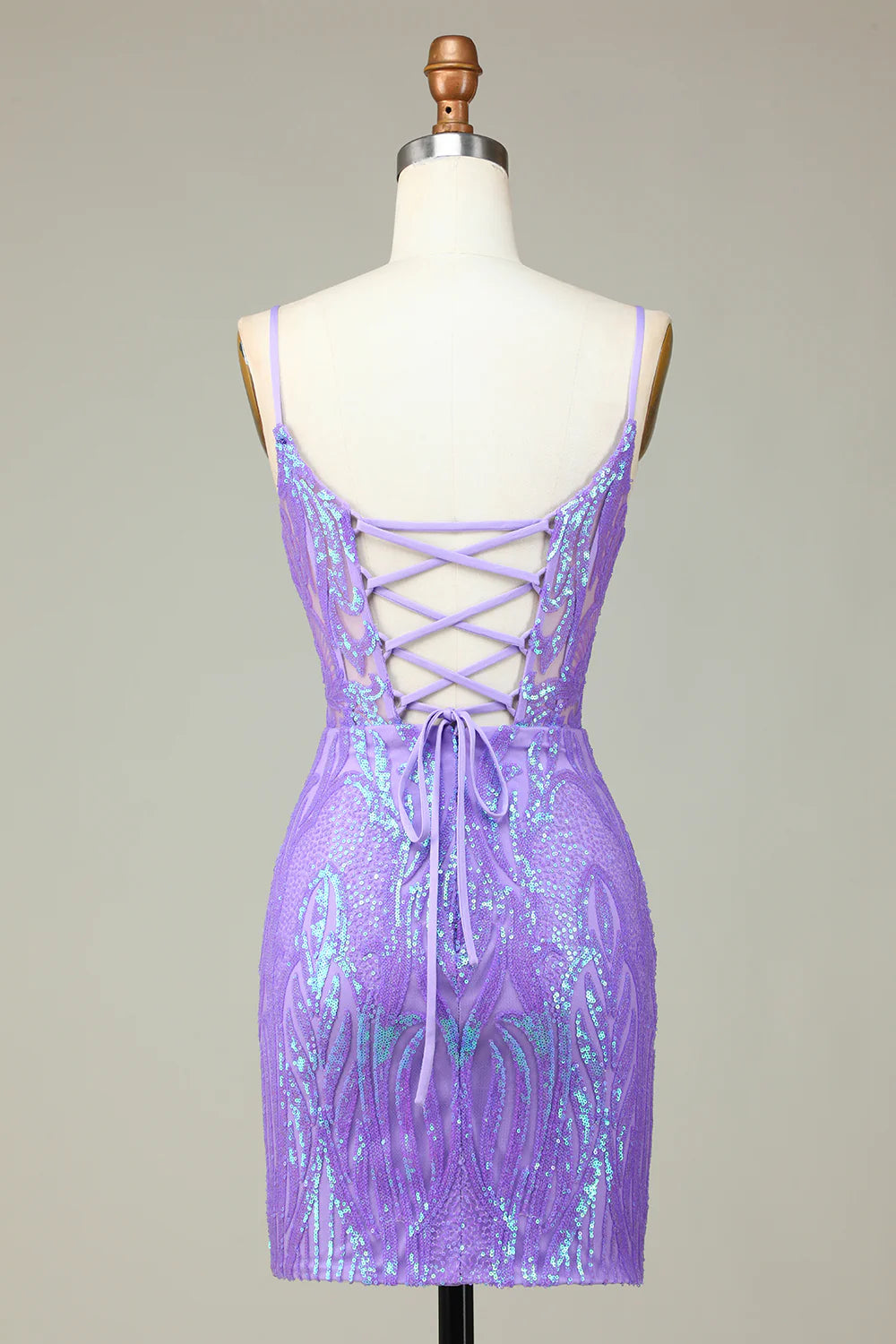 Lilac Spaghetti Straps Tight Short Full Of Charm Homecoing Dress
