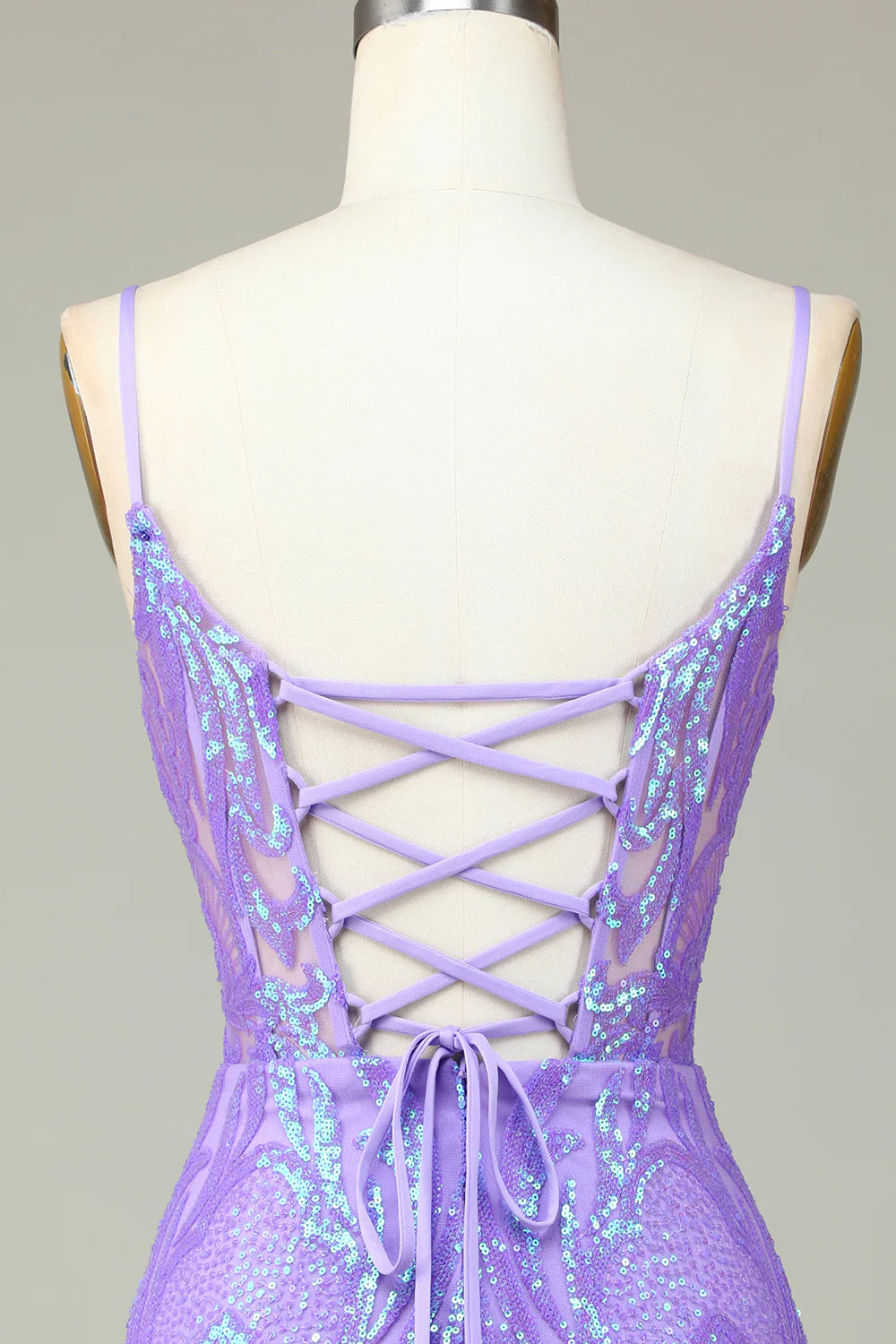 Lilac Spaghetti Straps Tight Short Full Of Charm Homecoing Dress