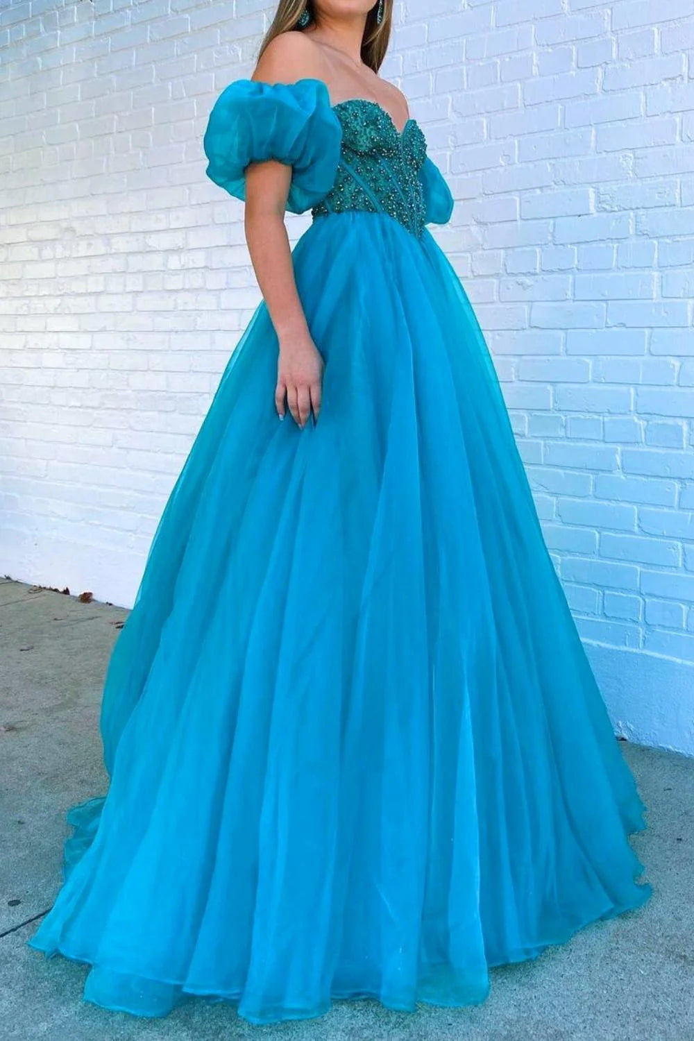 Princess A Line Sweetheart Blue Corset Full Of Charm Prom Dress