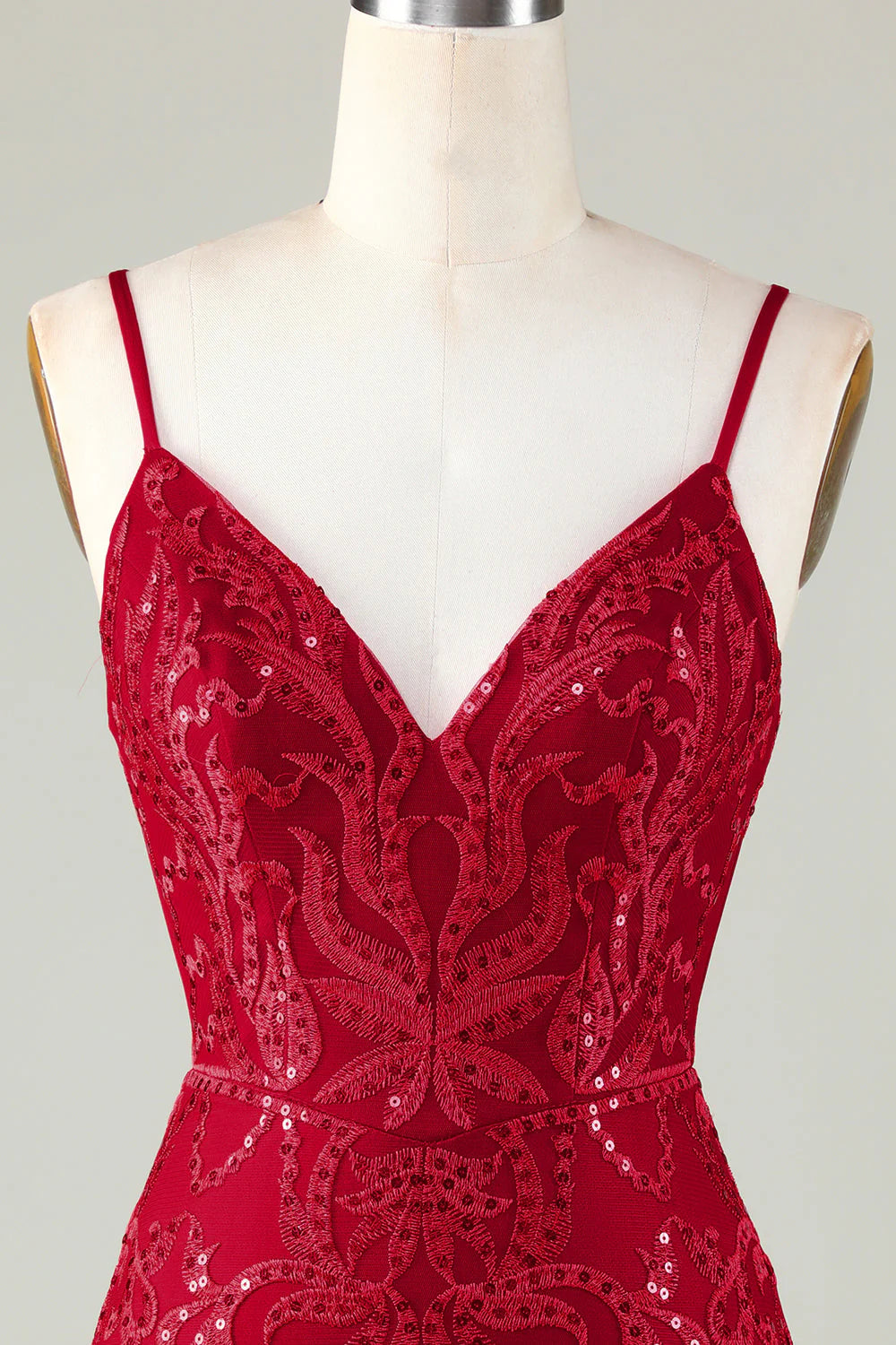 Sparkly Dark Red Sequins Spaghetti Straps Tight Short Full Of Charm Homecoing Dress