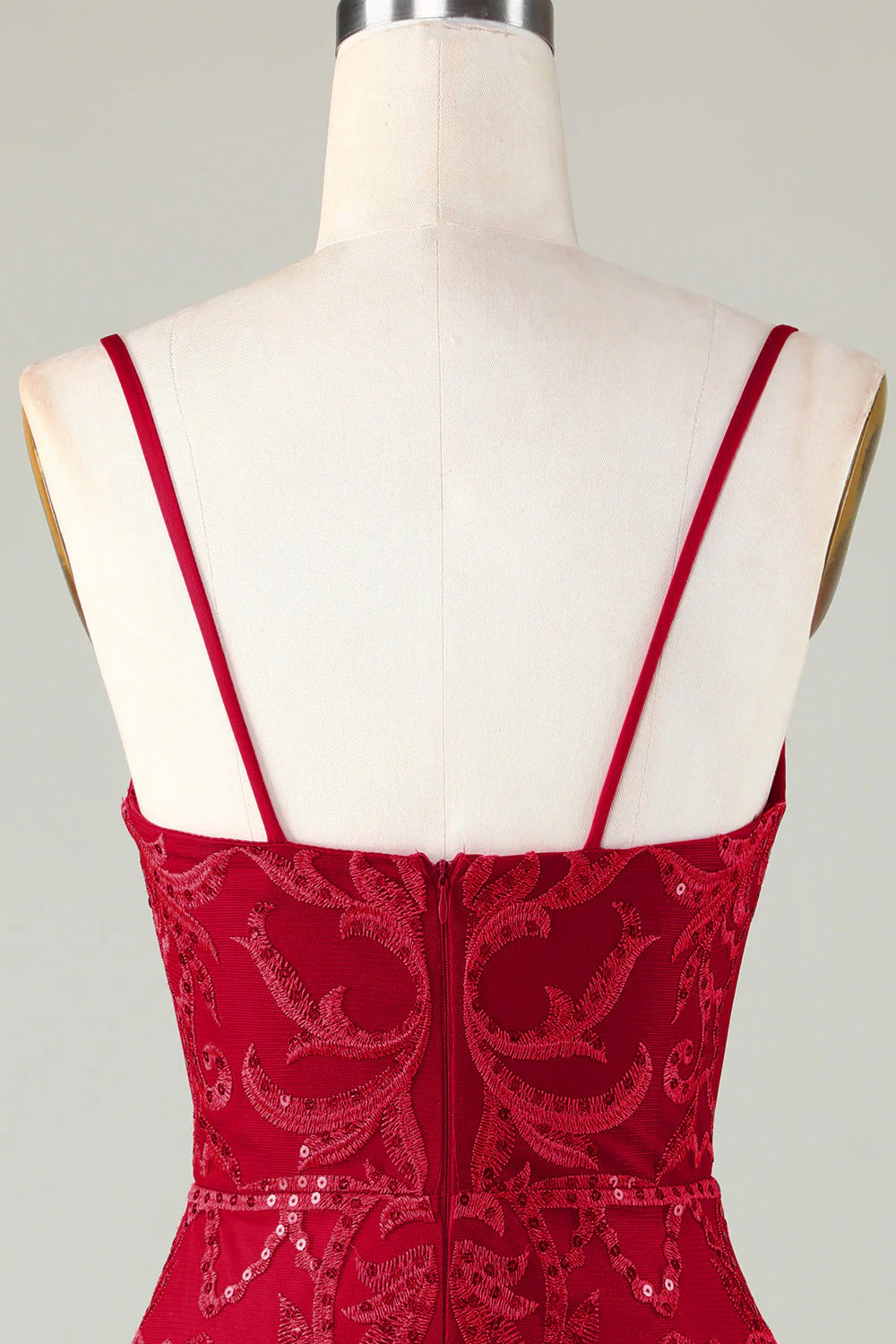 Sparkly Dark Red Sequins Spaghetti Straps Tight Short Full Of Charm Homecoing Dress