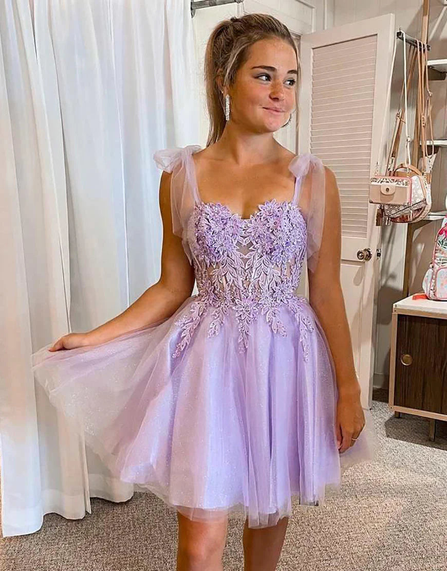 A-Line Tie Straps Short Retract Your Waist Unique Design Homecoming Dress