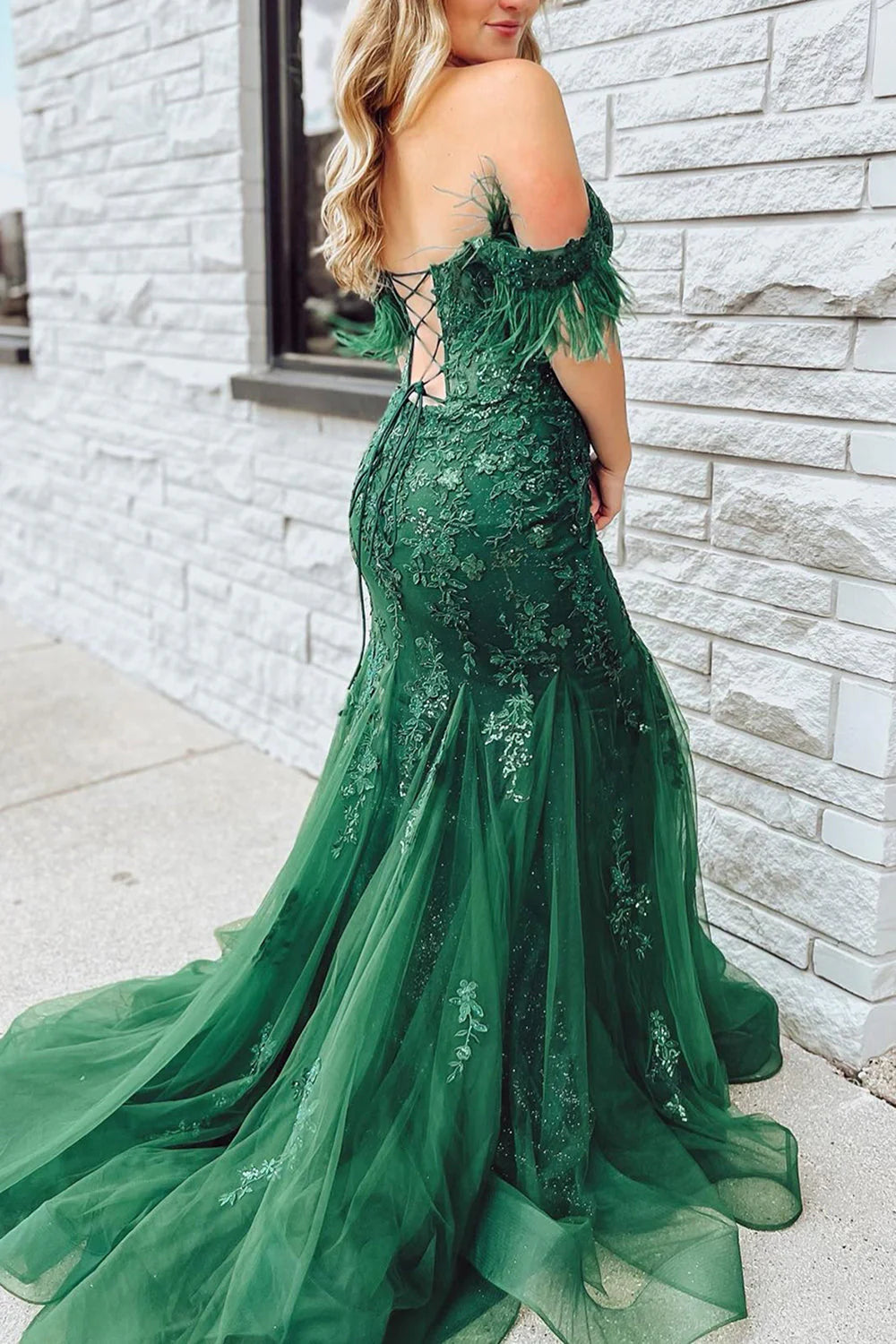 Dark Green Mermaid Off The Shoulder Long  Full Of Charm Evening Dresses