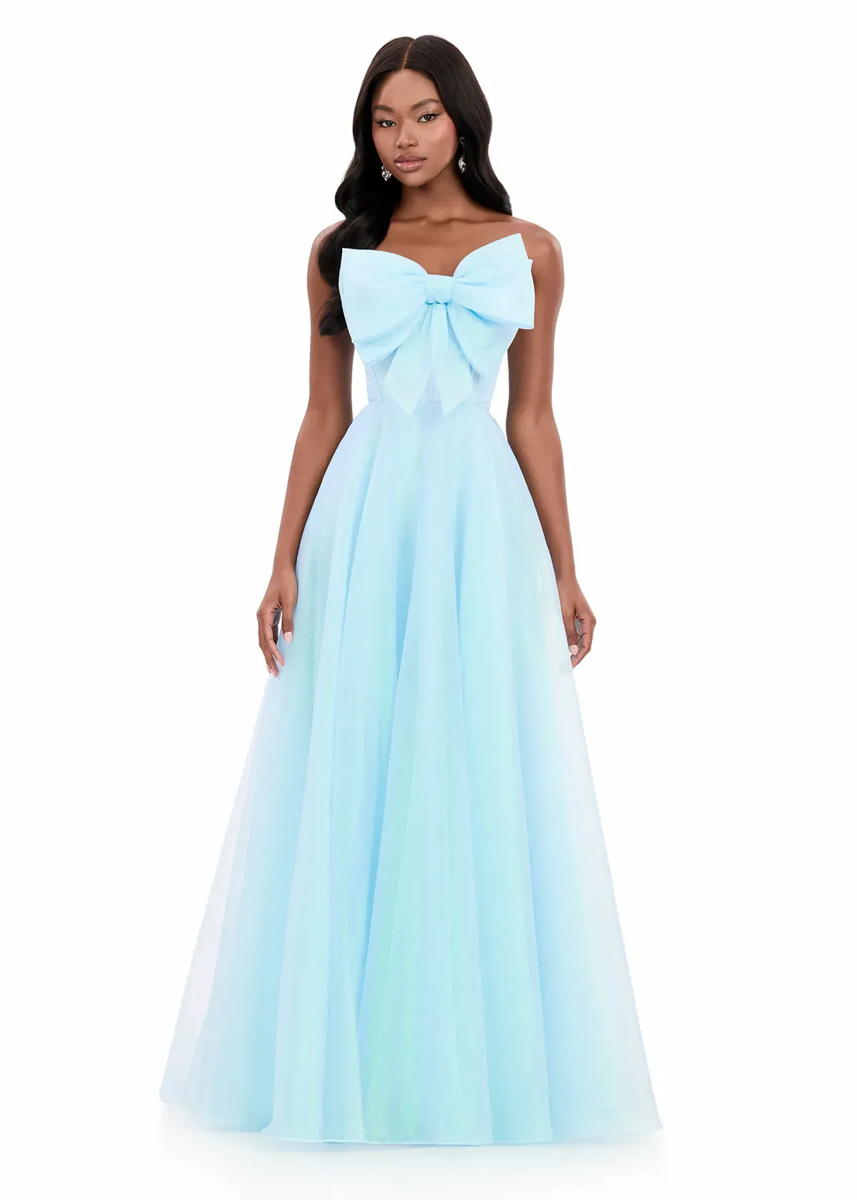 Whimsical Ball Gown Strapless Sleeveless Corset Back Floor-Length Evening Dress