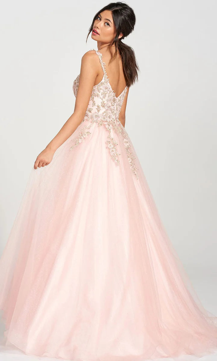 Whimsical Ballgown Sweetheart Neck Spaghetti Strap Floral-Embellished Floor Length Evening Dress