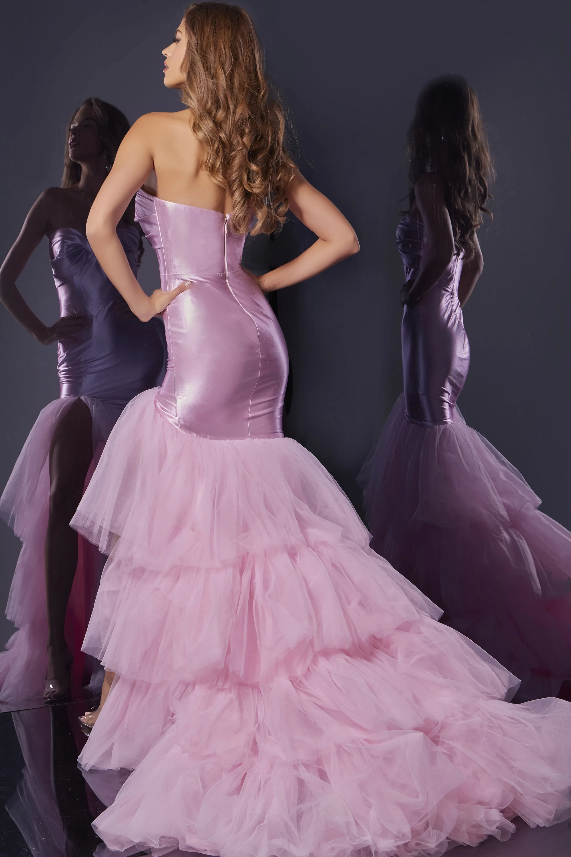 Whimsical Mermaid Strapless Sleeveless Closed-Back Floor-Length Evening Dress